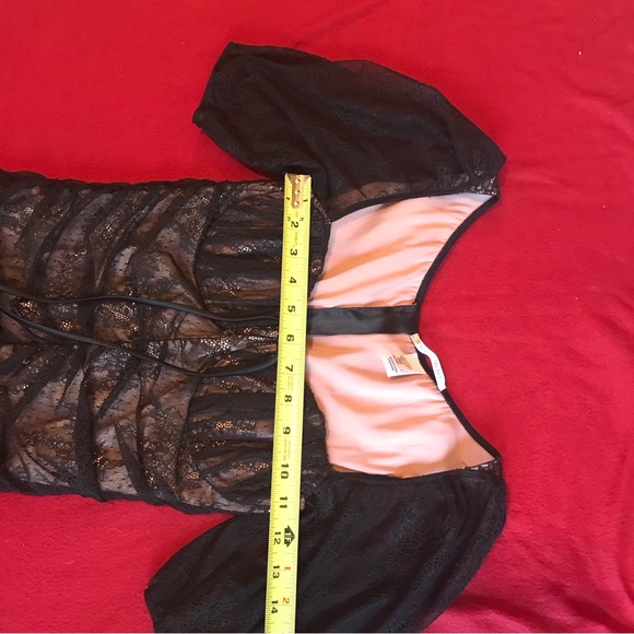 Victoria’s Secret Black Ruched Lingerie Look Lace Dress - Picture 7 of 9